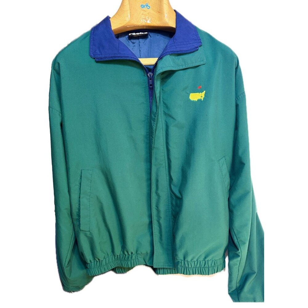 The Masters Green Jacket Full Zip Windbreaker Logo L Large Roche Made in USA